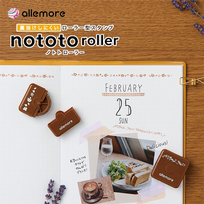 Shachihata Nototo Roller Stamp - Flowers and Butterflies