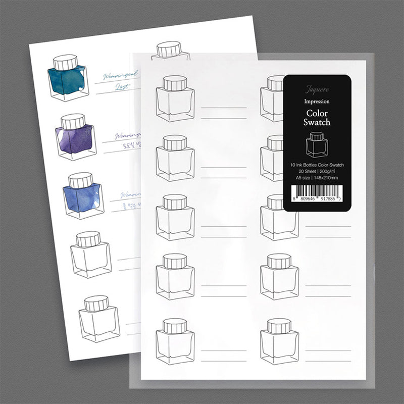 Wearingeul A5 Ink Color Swatch Paper - 10 Ink Bottles