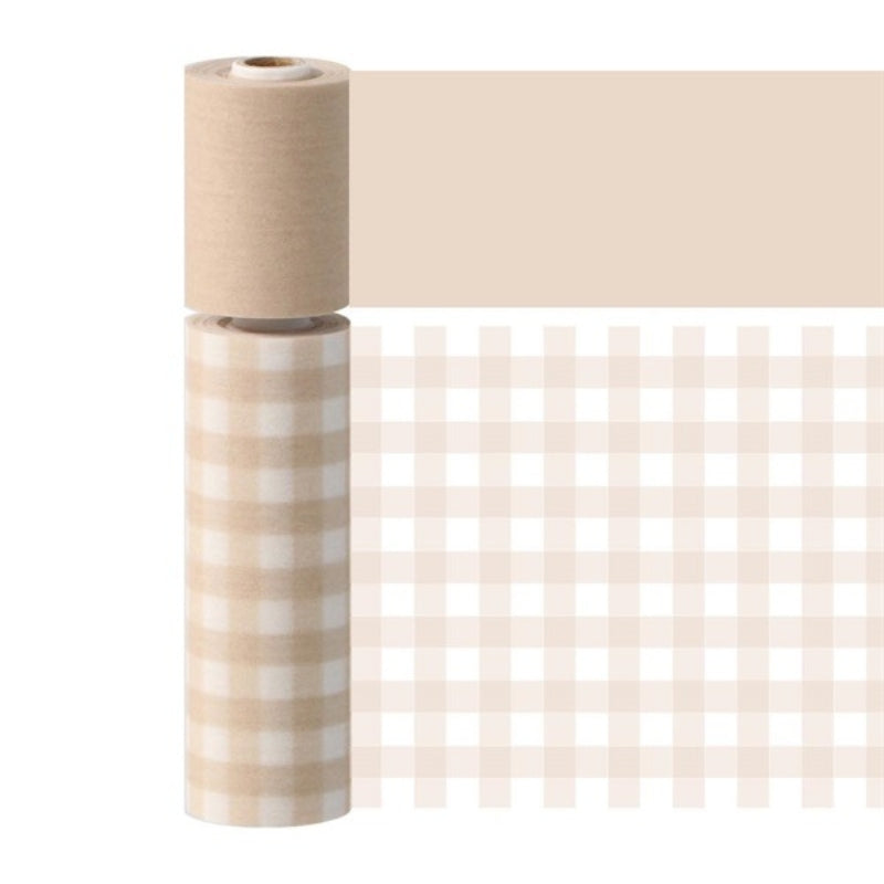 Maste Writeable Perforated Washi Tape 2pc - Gingham Check Beige