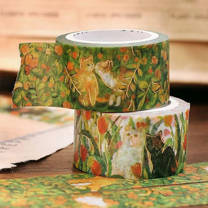 BGM Washi Tape Flowers and Cats - Let's Play Together - Paper Plus Cloth