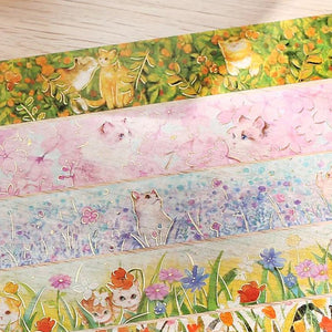 BGM Washi Tape Flowers and Cats - Little Friends - Paper Plus Cloth