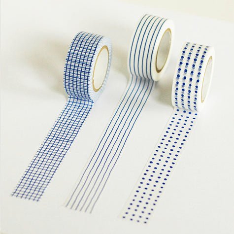 Classiky Mitsou Masking Tape Washi Tape - Blue Stripe - Paper Plus Cloth
