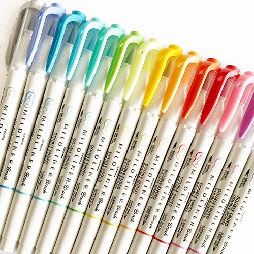 Zebra Mildliner BRUSH Pen Markers - 15 Colors Available - Paper Plus Cloth