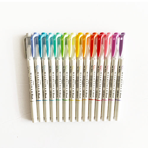 Zebra Mildliner BRUSH Pen Markers 15 Colors Available Paper