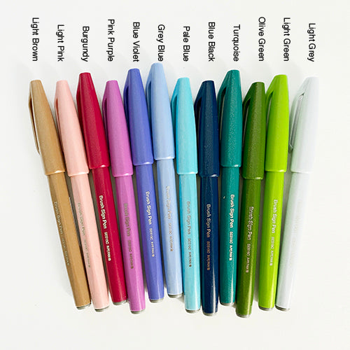  Pentel Fude Touch Brush Sign Pen - 2020 New Colors - 12 Color  Bundle