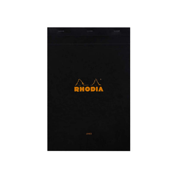 Rhodia Head Stapled Pad Black - A4 - Lined Notepad