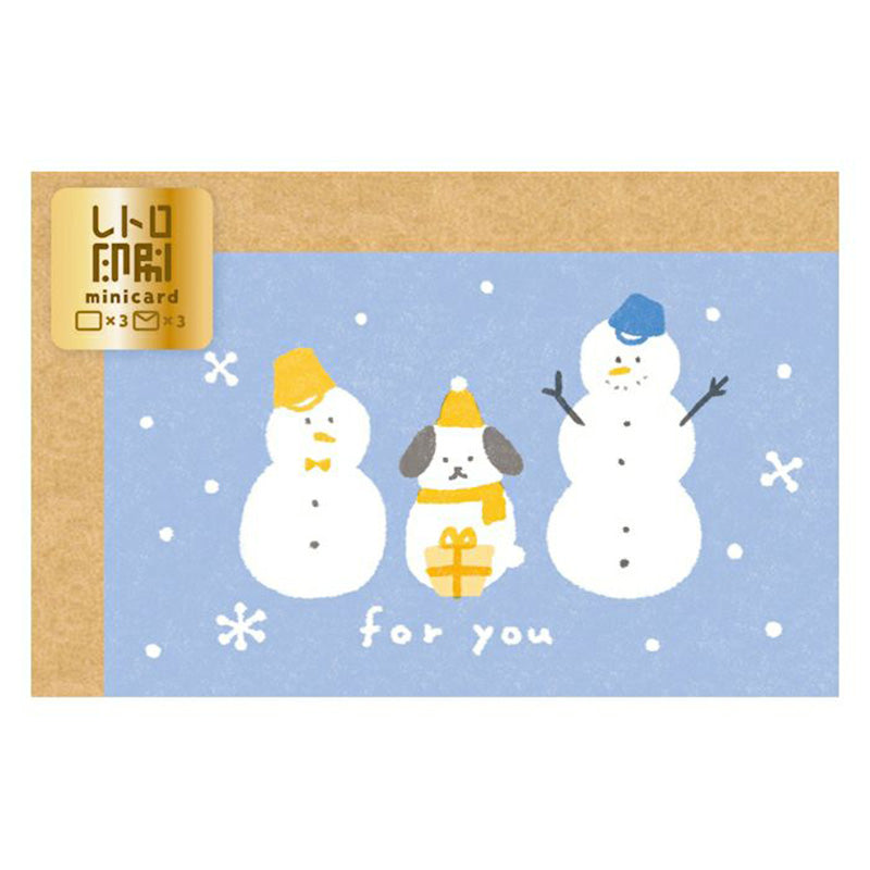 Furukawa Retro Mini Card - Snowman and Dog