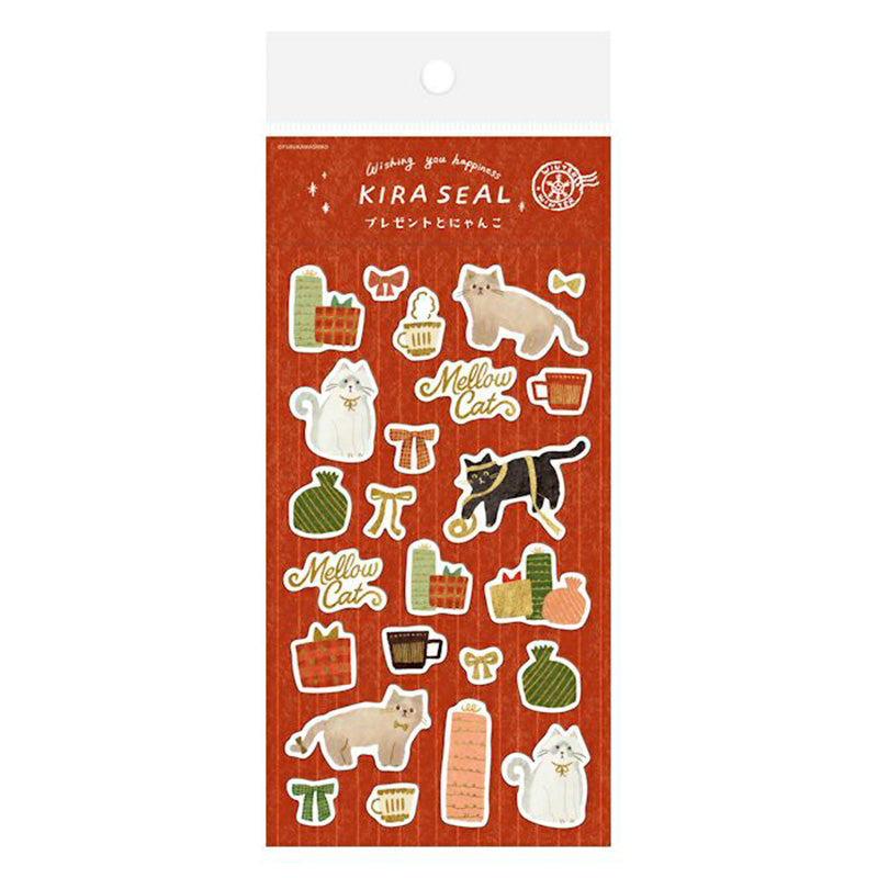 Furukawa Foil-Stamped Sticker Sheet - Present and Kitten