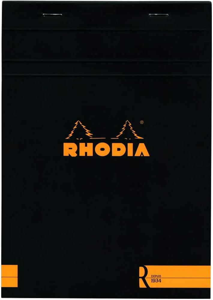 Rhodia Premium "R" Head Stapled Pad Black - A5 - Lined