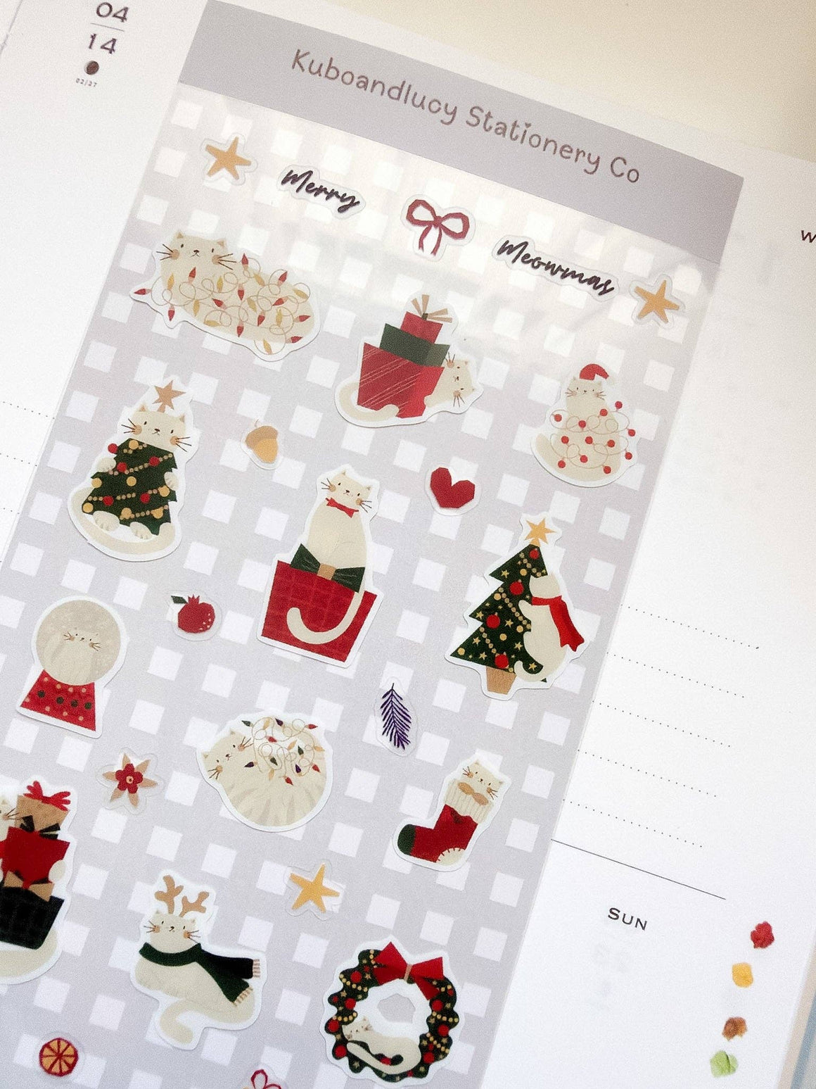 Kuboandlucy Sticker Sheet - Merry Meowmas