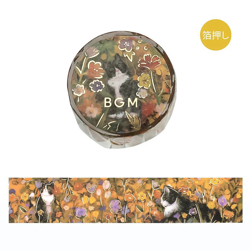 BGM Washi Tape Flowers and Cats - Hachiware Cat