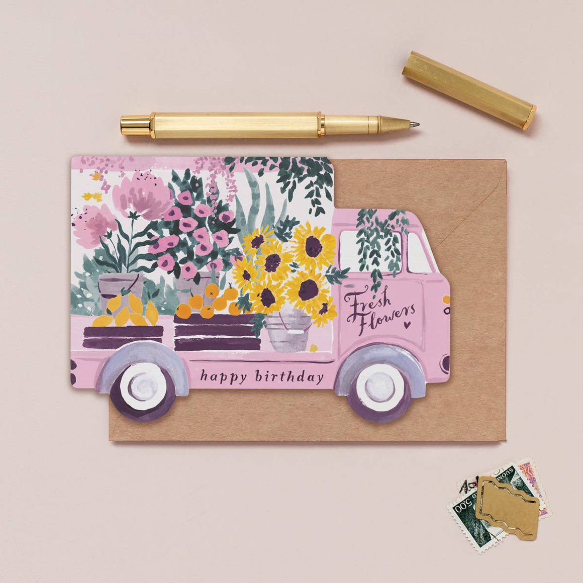 Sister Paper Co. - Flower Truck Birthday Card | Female Birthday Card | Floral