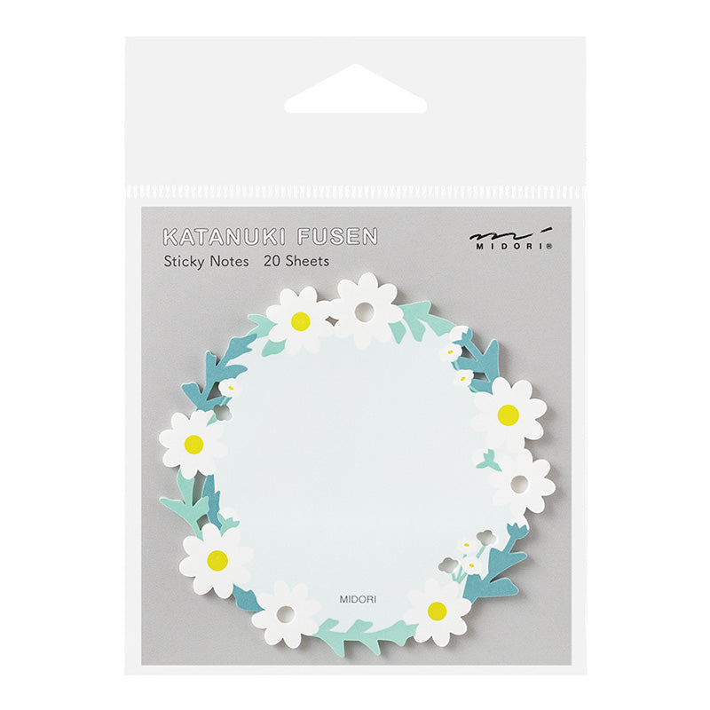 Midori Die Cut Sticky Notes - Wreath White