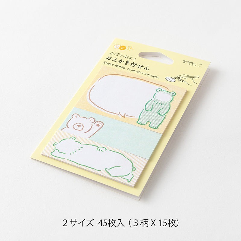 Midori Drawing Sticky Notes - Bear
