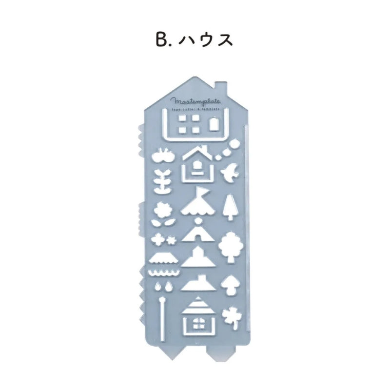 Kutsuwa Mastemplate - Washi Tape Cutter & Stencil - House DE011B