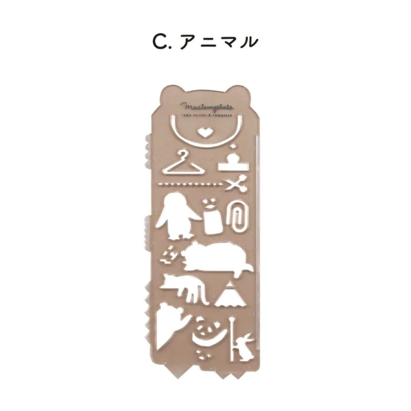 Kutsuwa Mastemplate - Washi Tape Cutter & Stencil - Animal DE011C