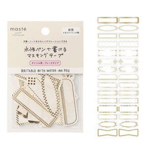 Maste Writable Washi Sticker Flakes - MST-FA39A Gold Border