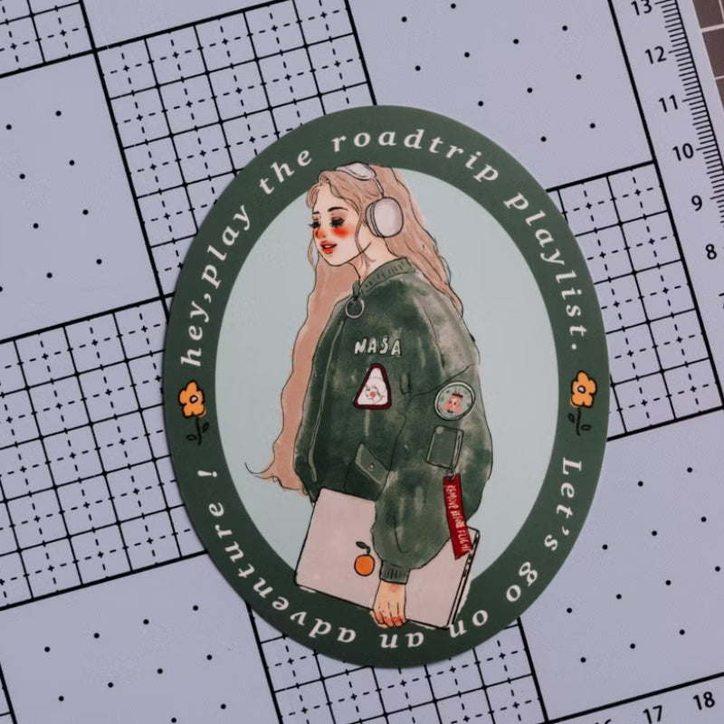 La Dolce Vita Travel Agency Outdoor Waterproof Sticker - Music Girl