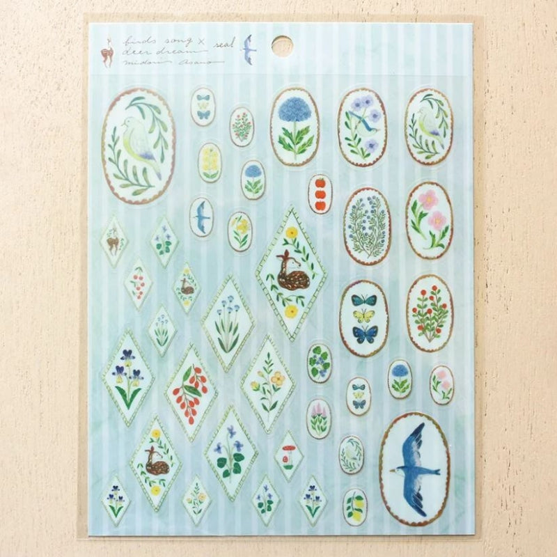 Midori Asano Sticker Seals - 22878 Birds Song × Deer Dream