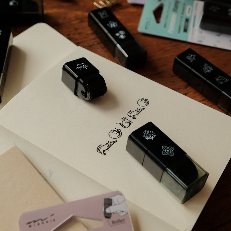Midori Paintable Stamp Roller - Cat & Landscape