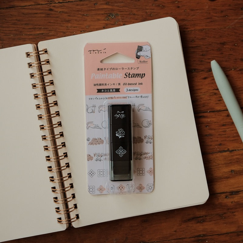 Midori Paintable Stamp Roller - Cat & Landscape