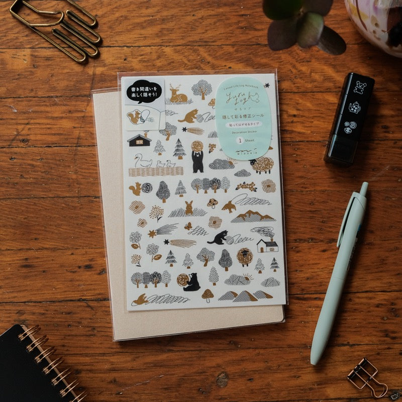 Midori Sticker 1 Sheet Yuru Log -  Camouflage Forest