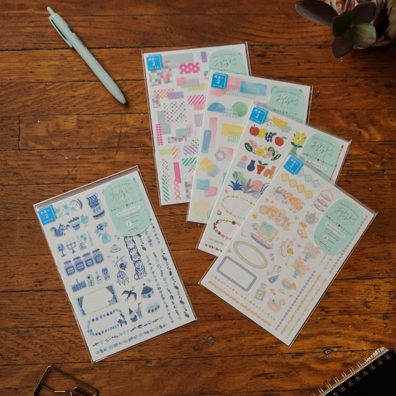 Midori Sticker 2 Sheets Yuru Log -  Blue Nordic