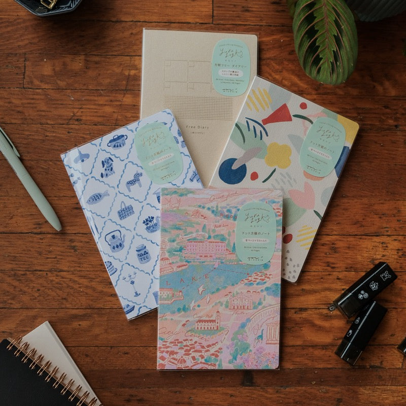 Midori Yuru Log B6 Notebook - Free Diary Monthly - 12 Months