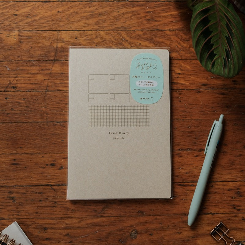 Midori Yuru Log B6 Notebook - Free Diary Monthly