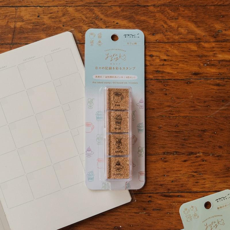 Midori Yuru Log Pre-Inked Paintable Stamp - Cafe