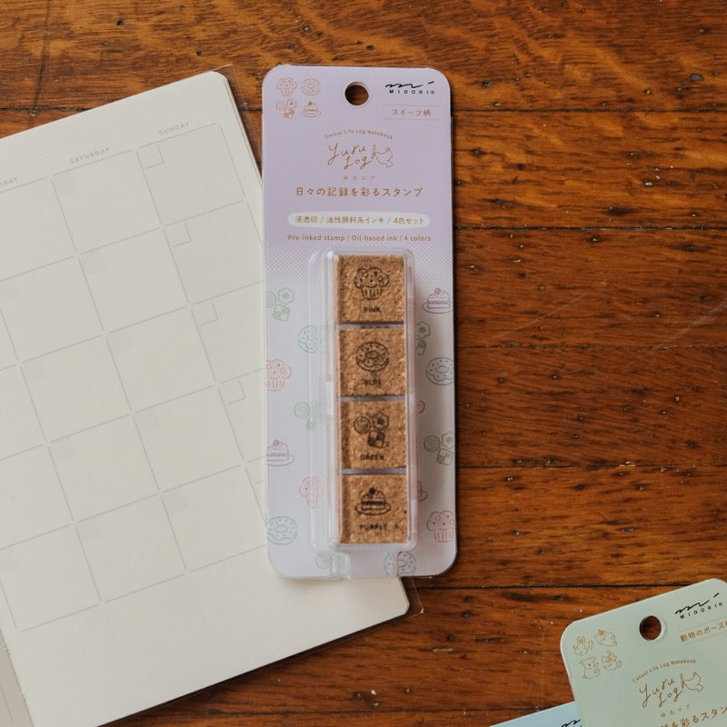 Midori Yuru Log Pre-Inked Paintable Stamp - Sweet