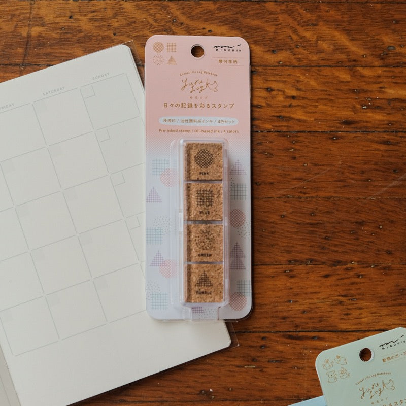 Midori Yuru Log Pre-Inked Paintable Stamp - Geometry