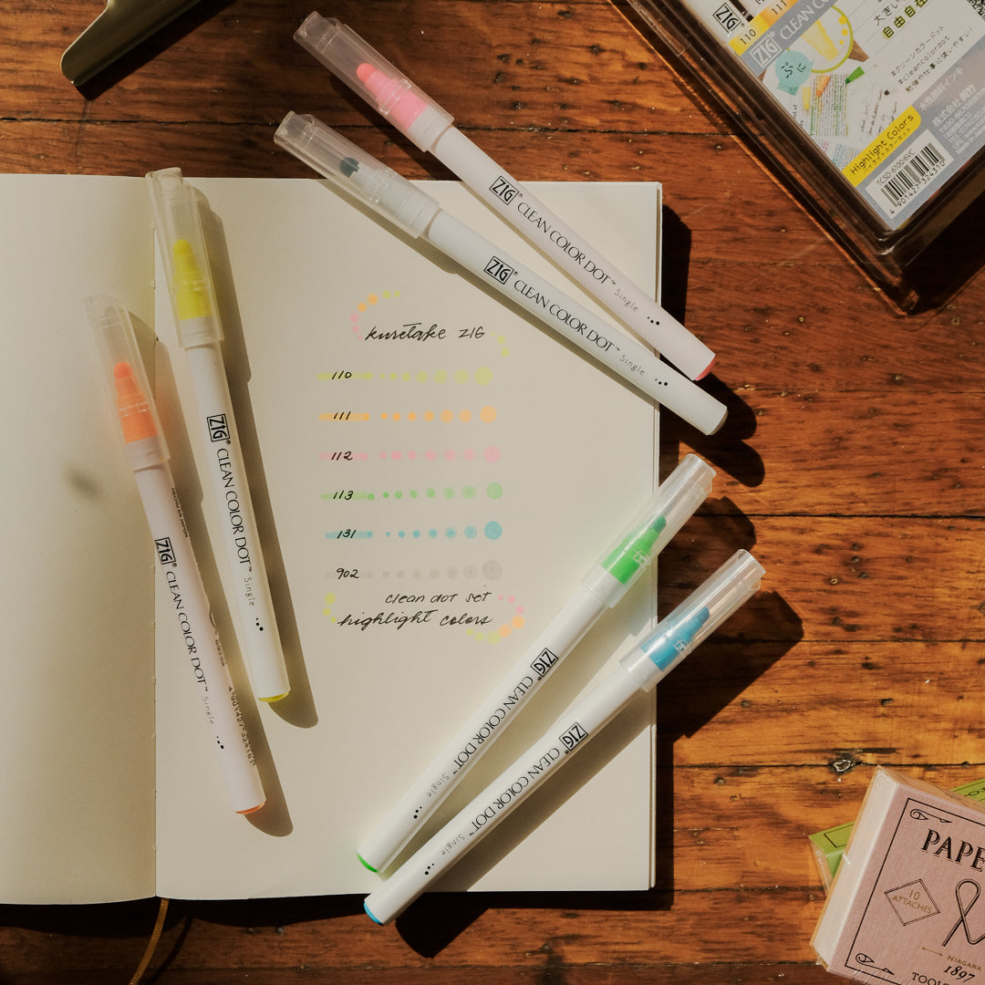 Kuretake ZIG Clean Color Dot Single - Highlight Color Set
