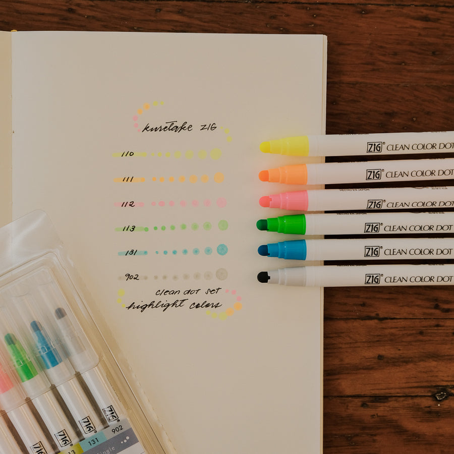Kuretake ZIG Clean Color Dot Single - Highlight Color Set