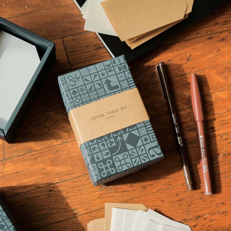 Yamazoe Memo Papers - Blue Letter Press Box