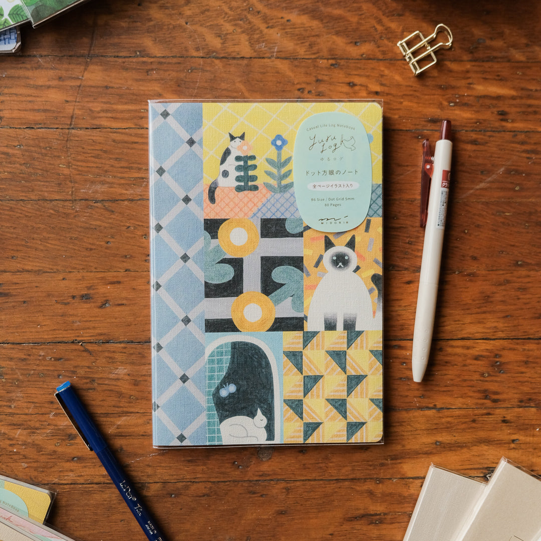 Midori Yuru Log B6 Notebook - Cat