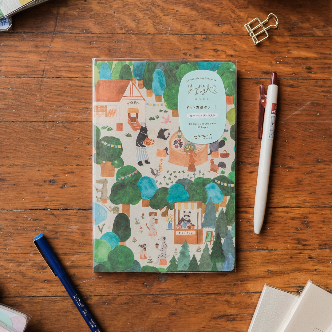 Midori Yuru Log B6 Notebook - Forest Animal