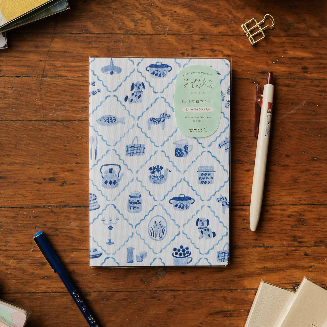 Midori Yuru Log B6 Notebook - Blue Nordic