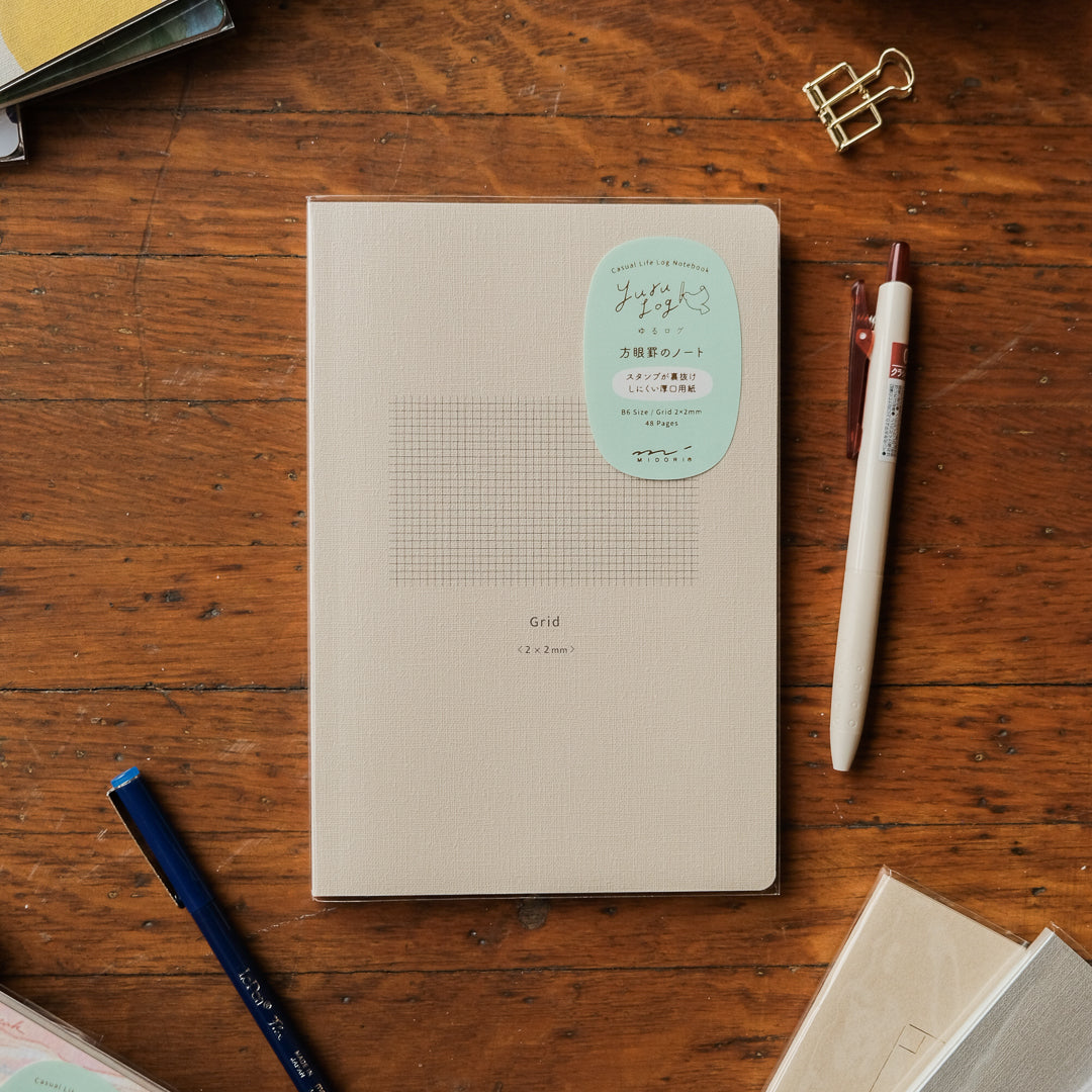 Midori Yuru Log B6 Notebook - Grid 2x2mm
