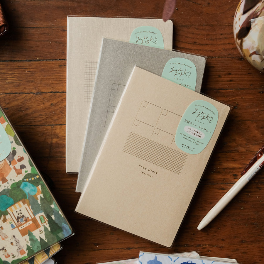 Midori Yuru Log B6 Notebook - Free Diary Monthly - 18 Months