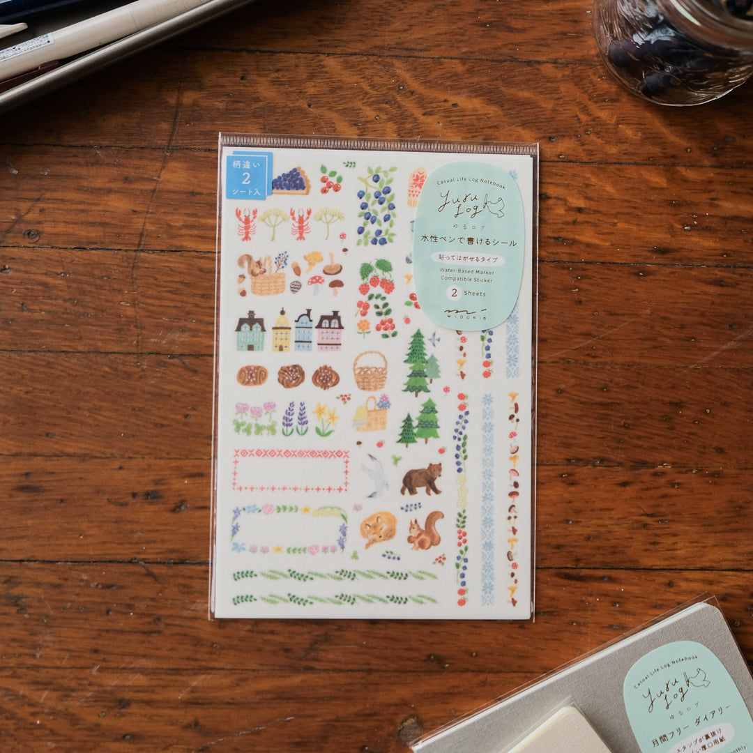 Midori Sticker 2 Sheets Yuru Log - Scandinavia