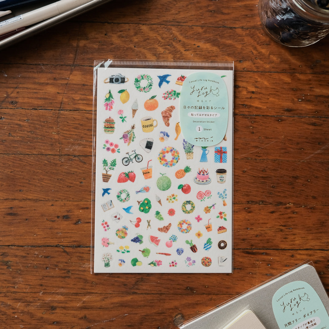 Midori Sticker 1 Sheet Yuru Log - Motif