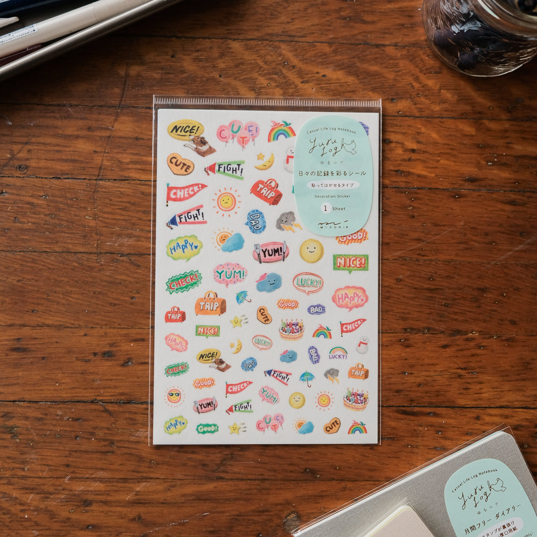 Midori Sticker 1 Sheet Yuru Log - Feeling