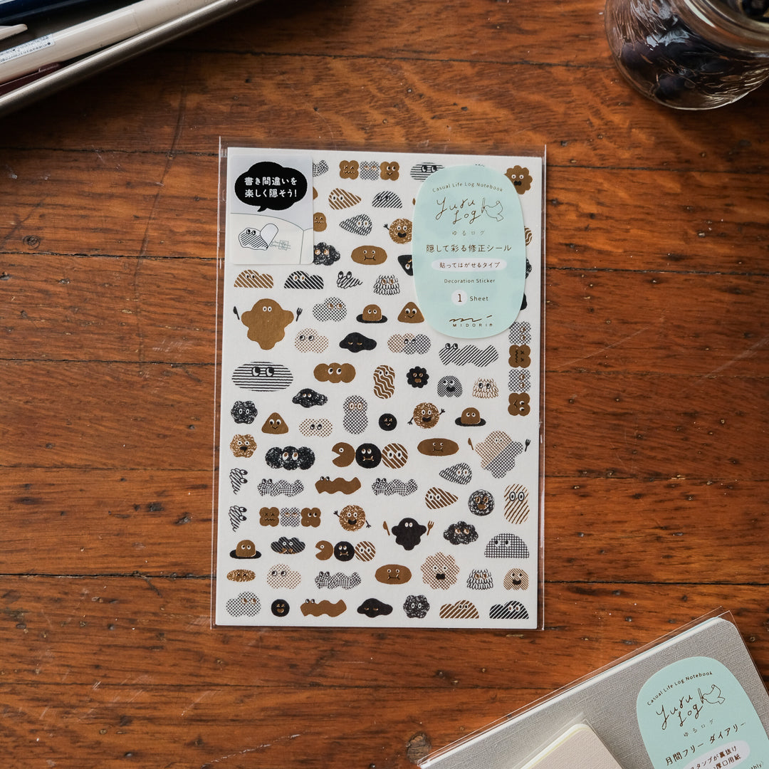 Midori Sticker 1 Sheet Yuru Log -  Camouflage Mini Monster