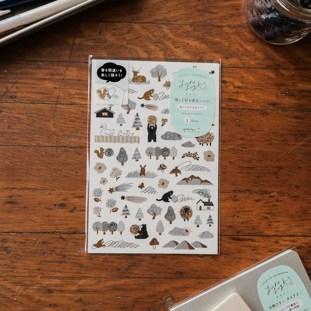 Midori Sticker 1 Sheet Yuru Log -  Camouflage Forest