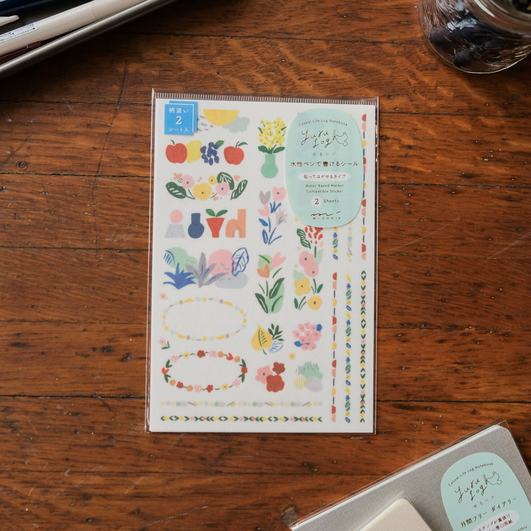 Midori Sticker 2 Sheets Yuru Log -  Motif Textile