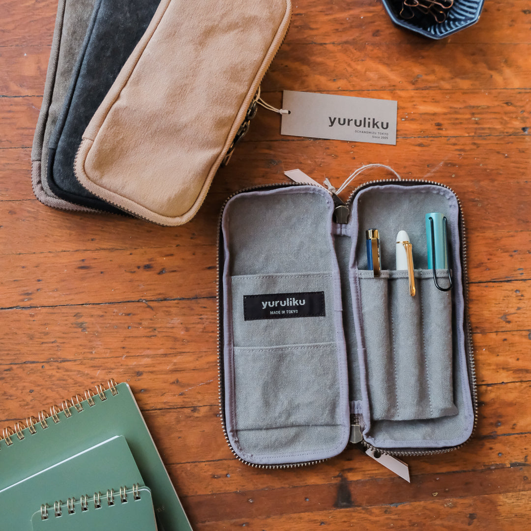 Yuruliku Flat Tool Case - 3 PEN - Stone Gray