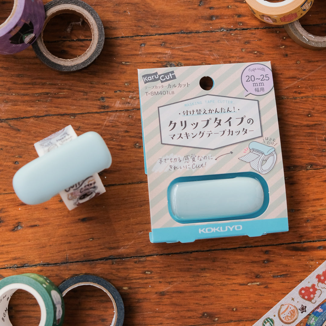 Kokuyo Karu Cut Washi Tape Cutter - Light Blue