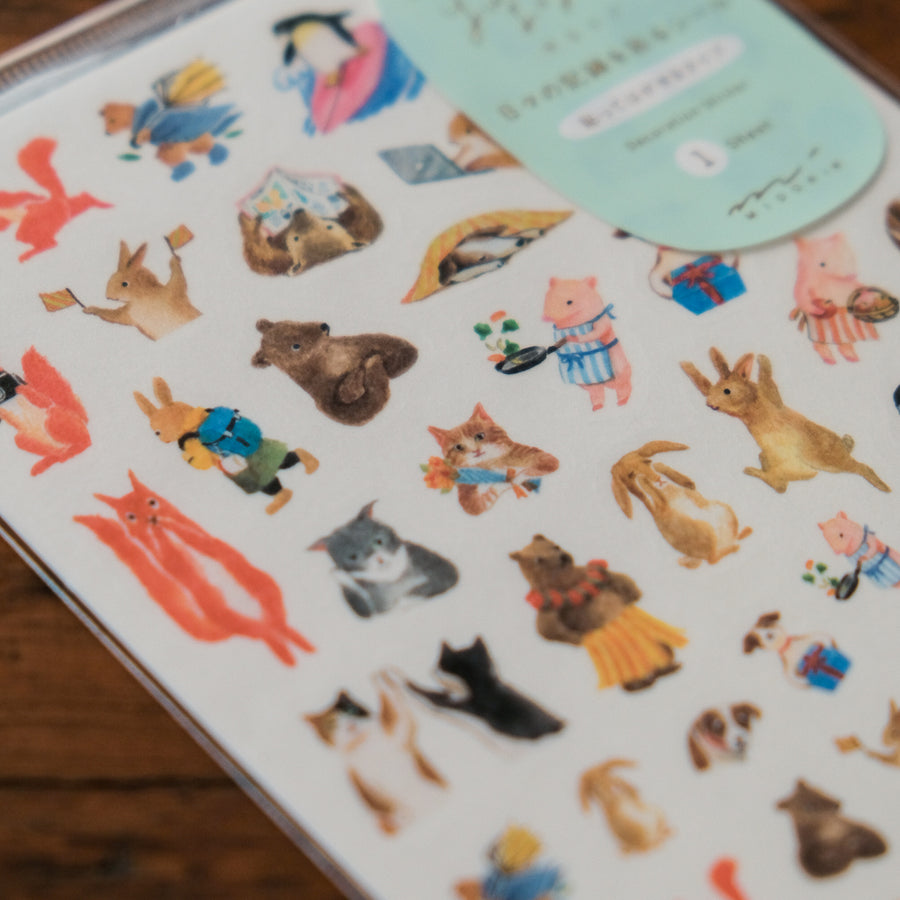 Midori Sticker 1 Sheet Yuru Log - Animal