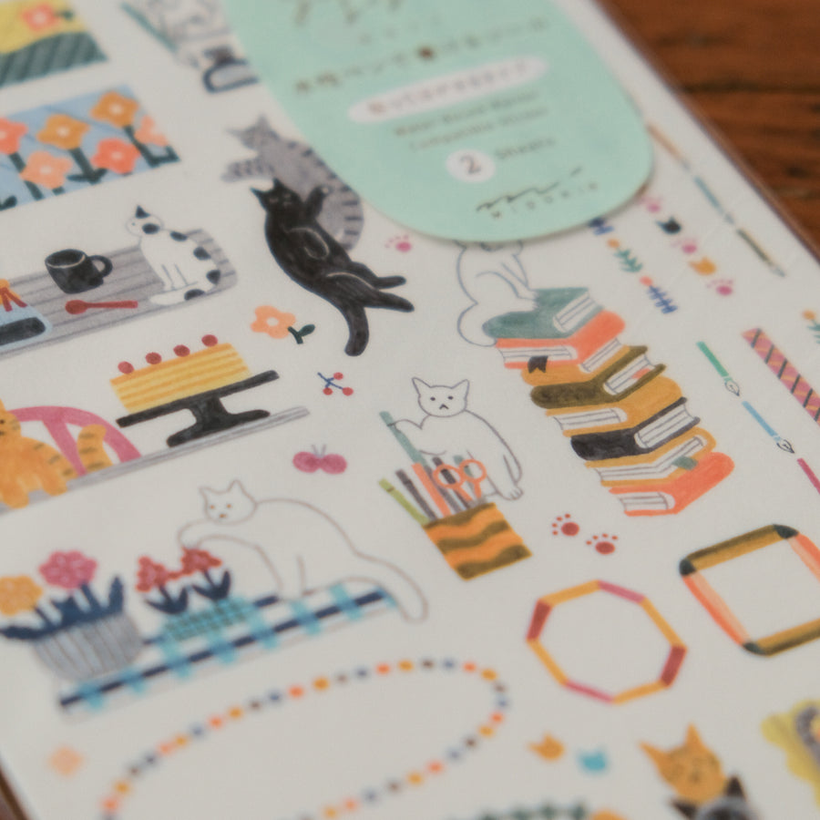 Midori Sticker 2 Sheets Yuru Log - Cat